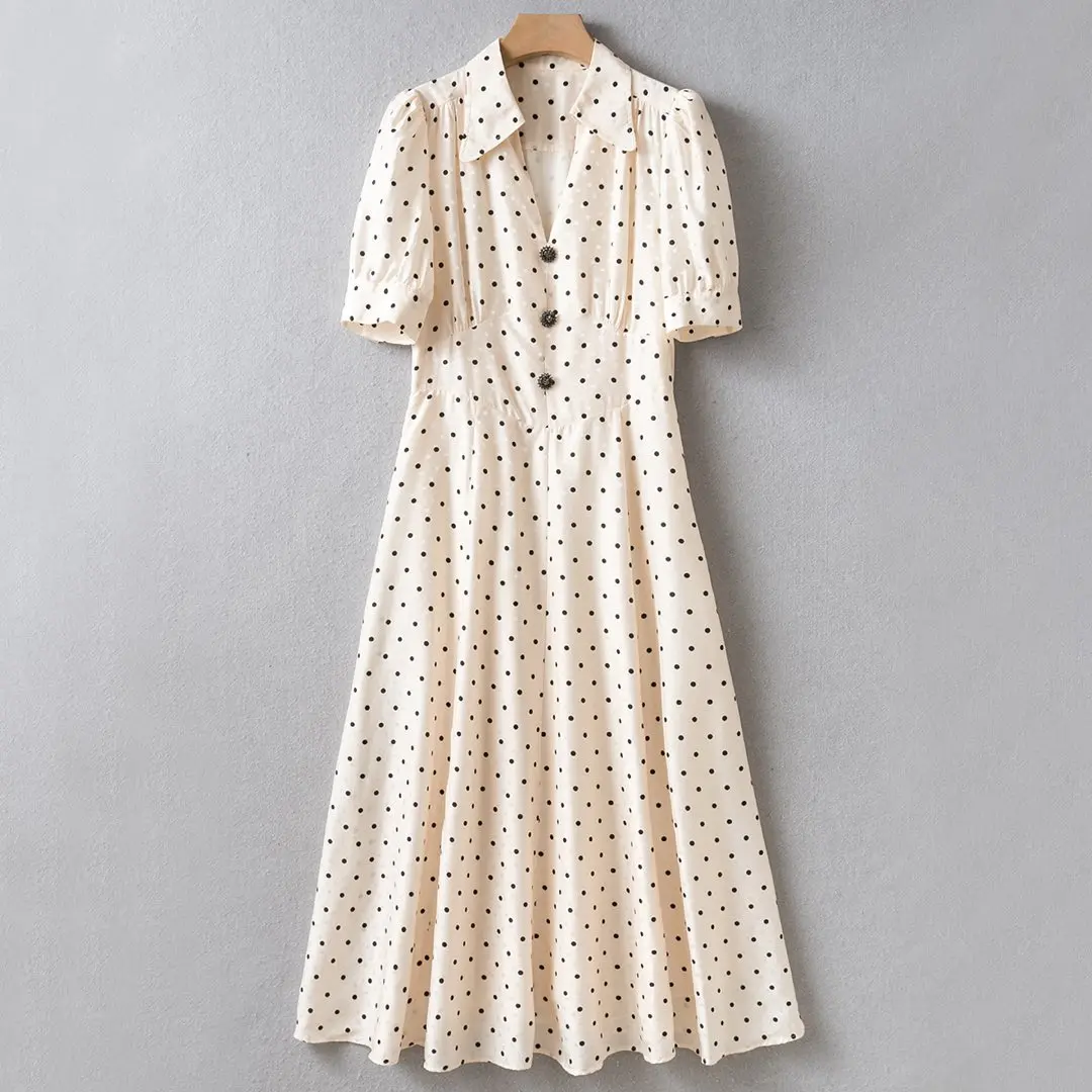 

Платье-миди из смешанного шелка с короткими рукавами и V-образным вырезом, Великобритания, 6 Великобритании 16