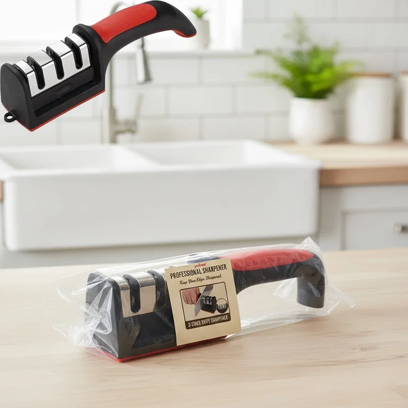 

3-Stage Knife Sharpener Professional Kitchen Sharpening Tool with Non-Slip Handle for Chef Knives Scissors Home Cooking Supplies