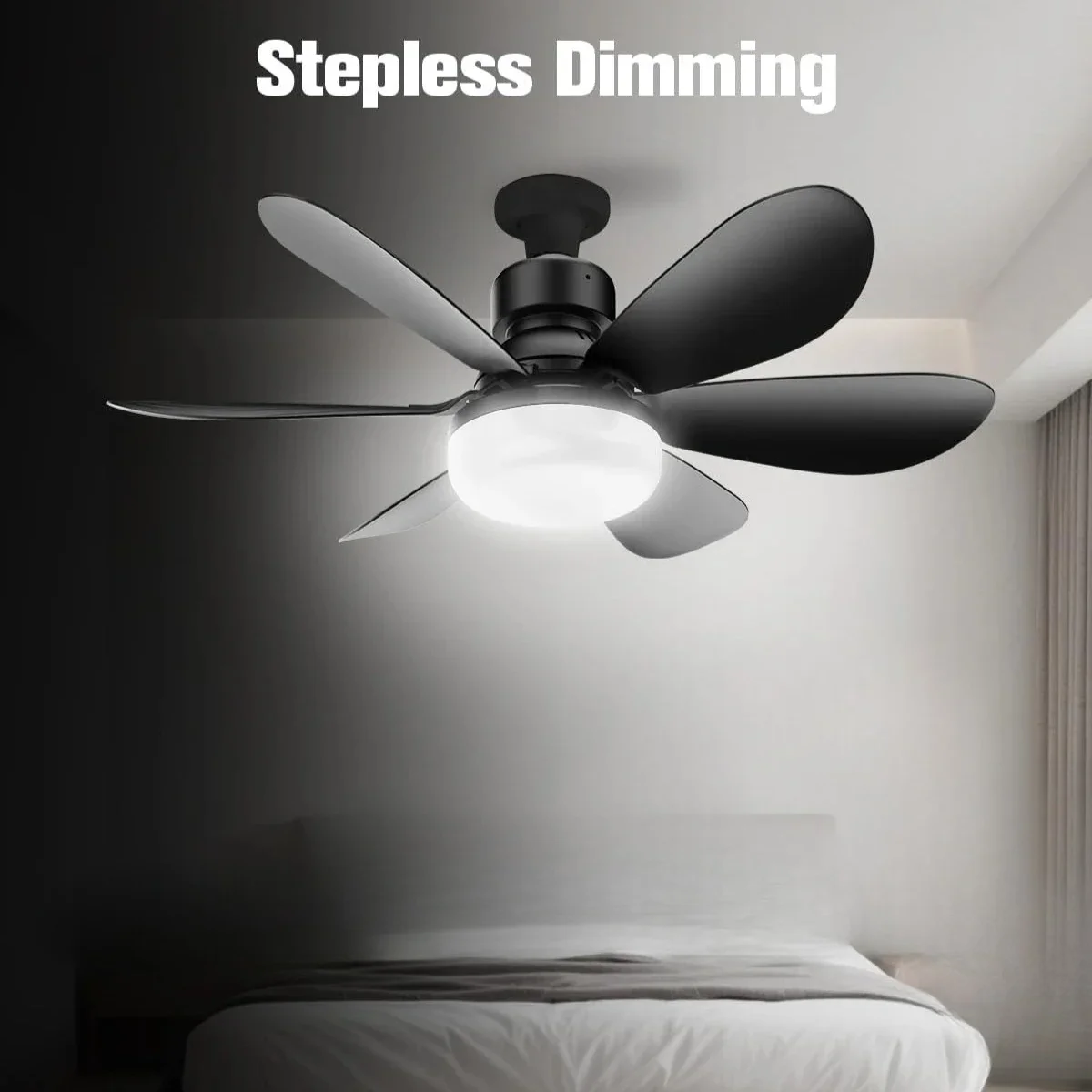 LED Ceiling Fan Light E27 with Remote Control for Dimming, Suitable for Living Room, Study, Household Use, 85-265V