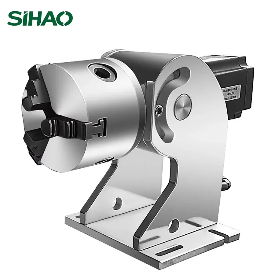 SIHAO 3-Jaw Rotary Axis 80mm Rotary Attachment for Fiber & CO2 Laser Marking & Engraving Machines