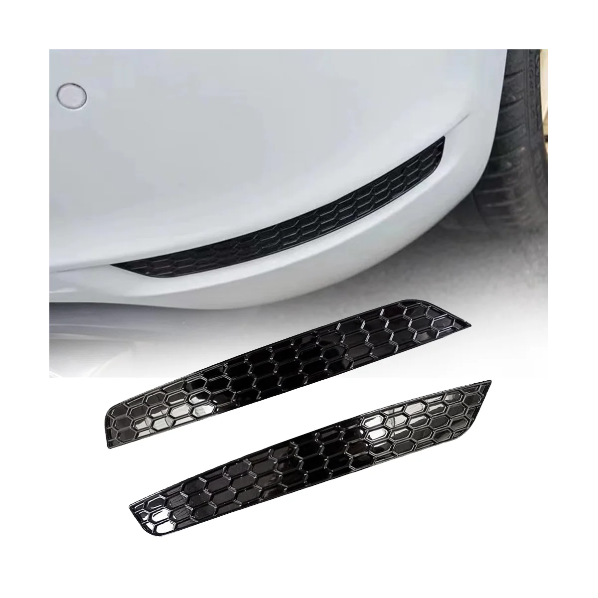 Honeycomb Tail Rear Fog Light Cover, Trim Styling para Golf 6, traseiro Bar Bumper, Refletor Tiras, Adesivo, 1 Par