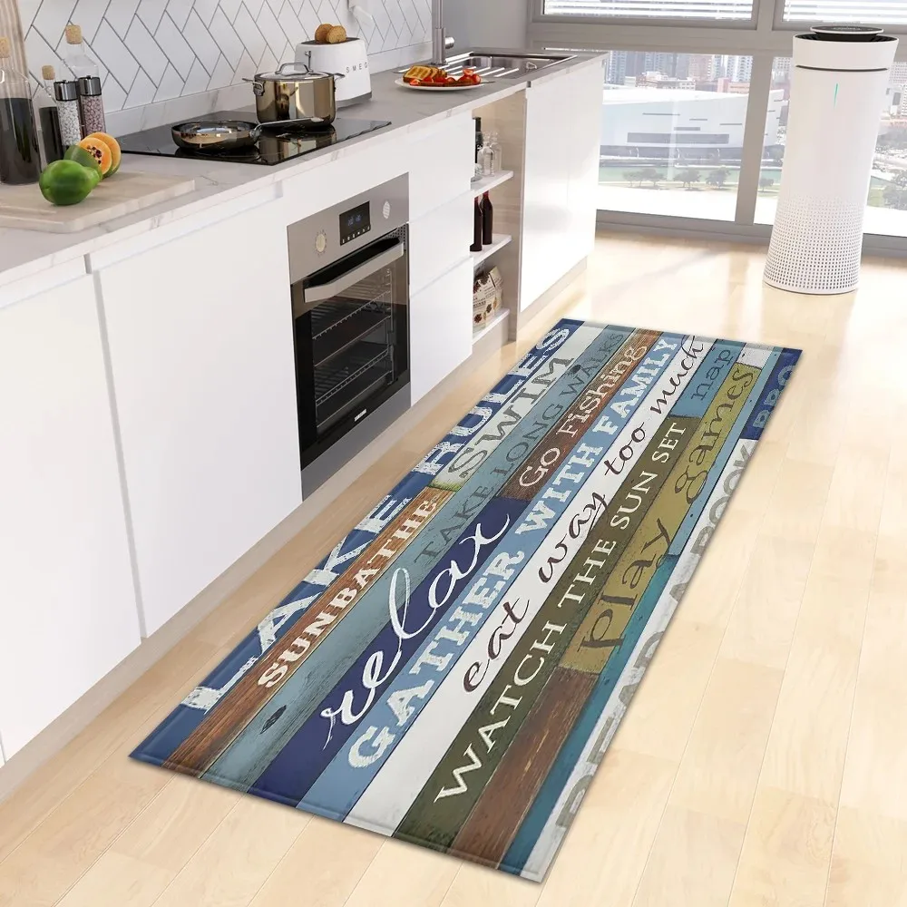 VIKAMA Wood Grain Wind High-density Non-slip Facecloth Carpet Kitchen Stain-resistant Mat Modern Living Room Floor Mats