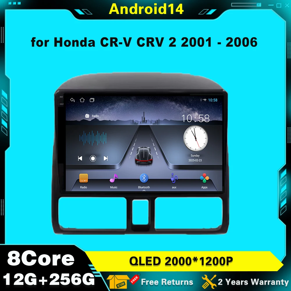 

GPS Carplay For Honda CR-V CRV 2 2001 - 2006 Screen Auto Stereo Car Radio Android Automotive Multimedia Video Player Navigation