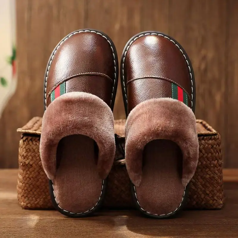 

2026 Winter Autumn Women's Warm Padded Cotton Slippers With Soft Soles Suitable For Couples' Casual Wear Size Available 33-46