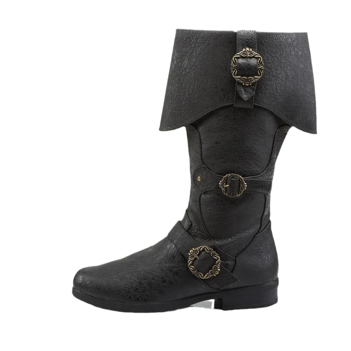 Medieval Nordic Viking Renaissance Cosplay Boots Soft Leather Round-Toe Knight Botines Side Zipper Metal Buckle Women's Botas
