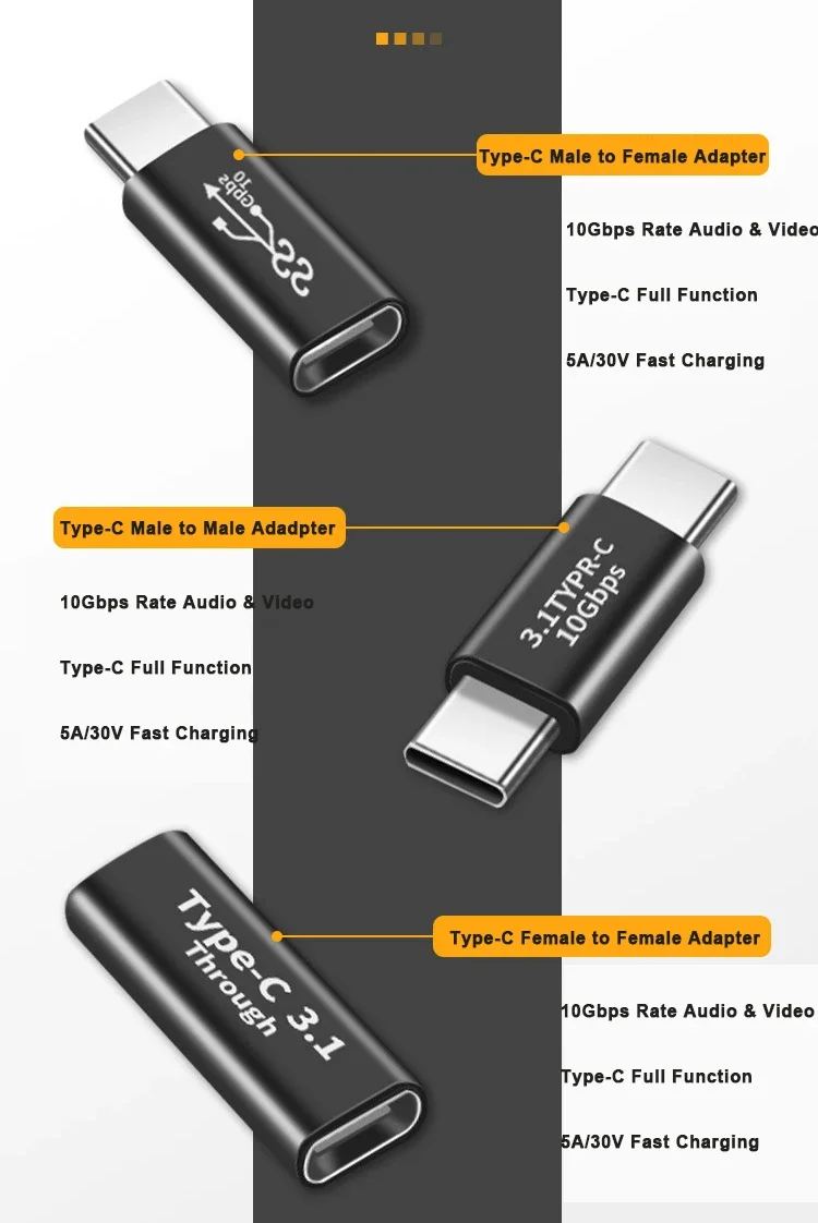 U-shaped angled 90 degree USB 3.1 10Gbps Type C Male To Female OTG Converter Adapter For Huawei Xiaomi Converter Adapter Coupler