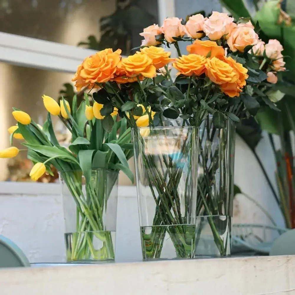 Nordic Style Flower Vase Modern Transparent Deep Water Flower Pot Acrylic Flower Arrangement Floating Candle Holder Living Room