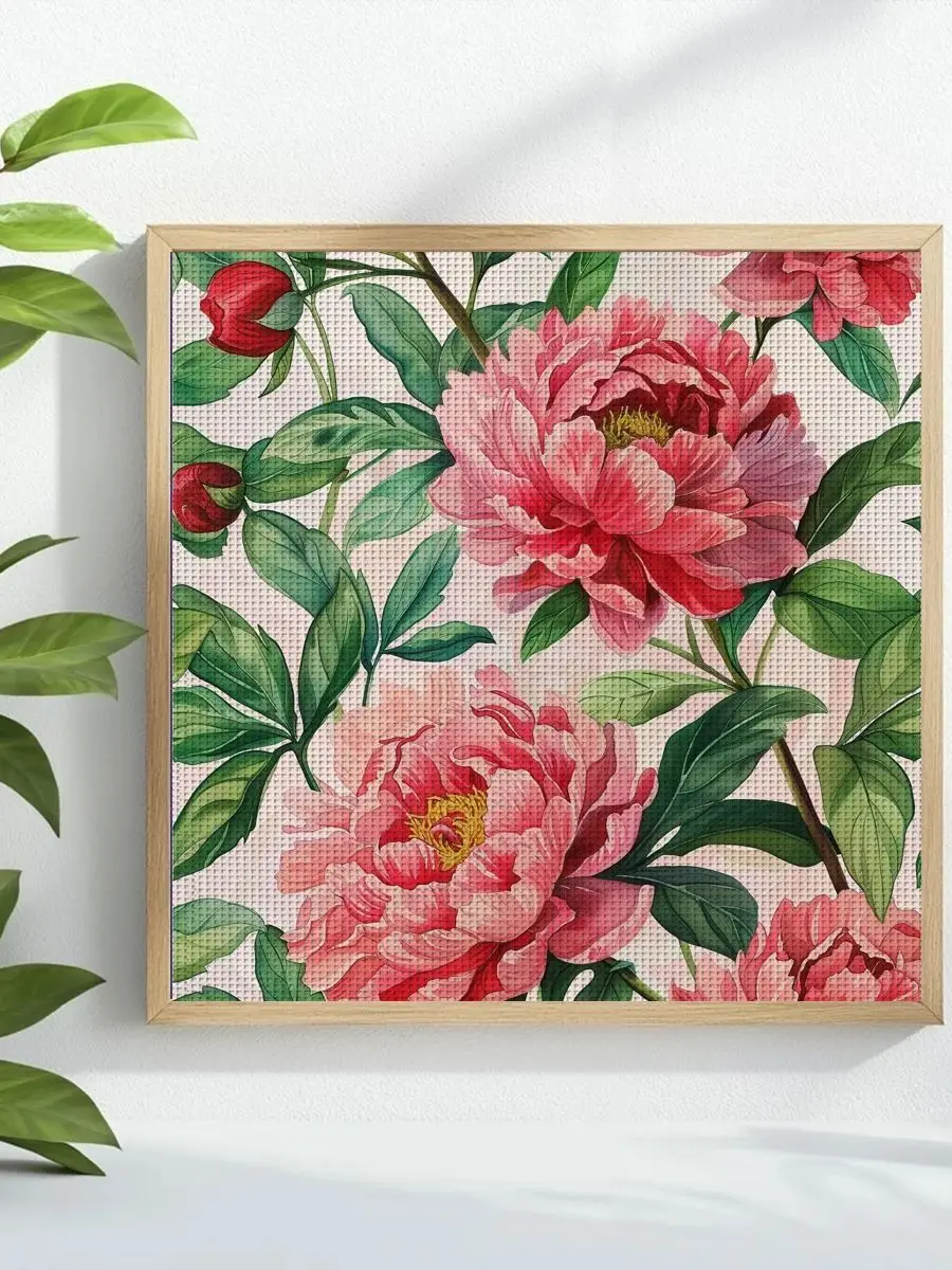 1 Stück 40X40CM/15,74 Zoll Blumen-Stickmuster Kreuzstich-Set DIY-Set 11CT/14CT DIY-Stickset DIY-Kreuzstich-Set Wanddekoration – Detail 1