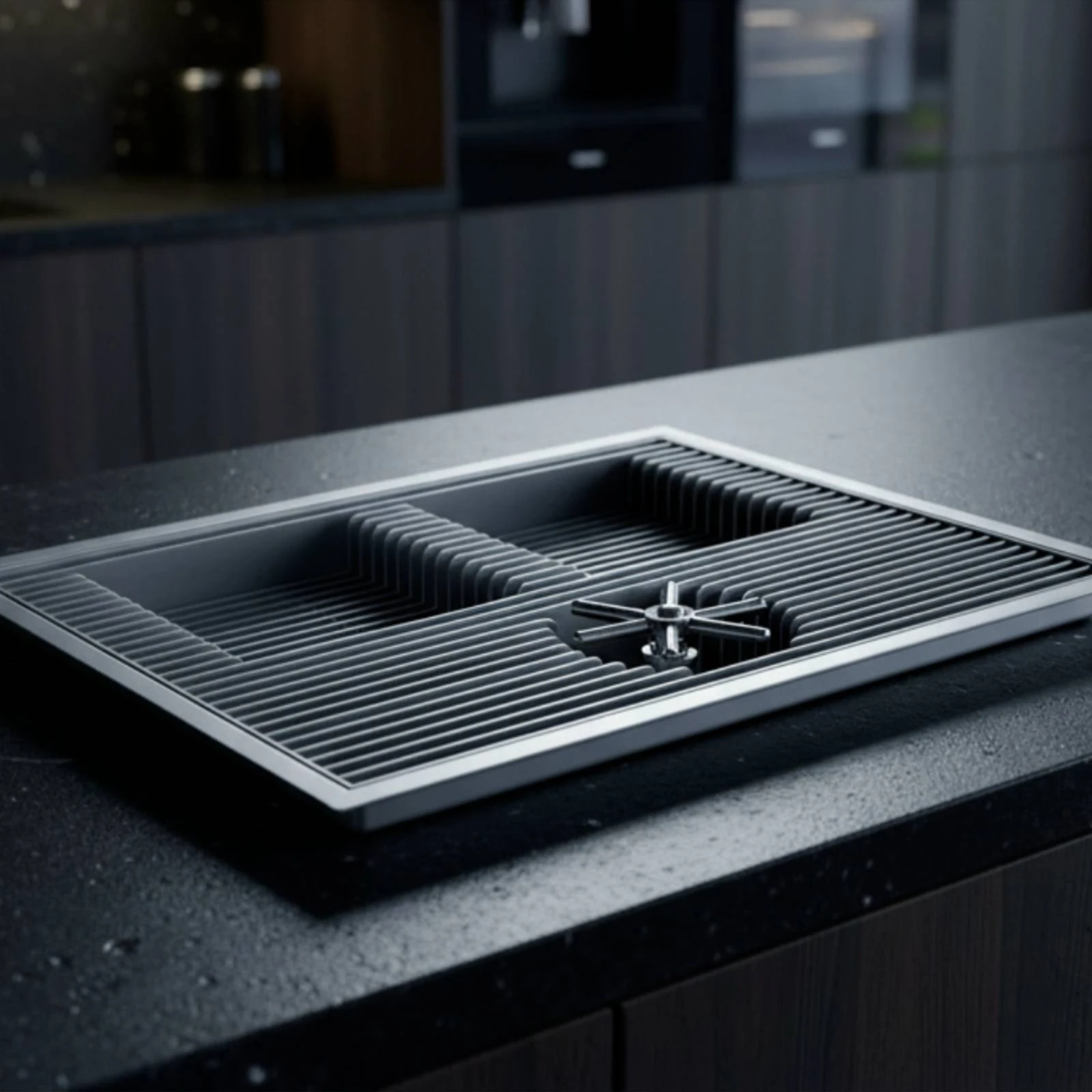 Handpour Tray with Cup Washer Slim Cup Washer Board Drainboard Countertop for Baristas, Tea Stations, Kitchens