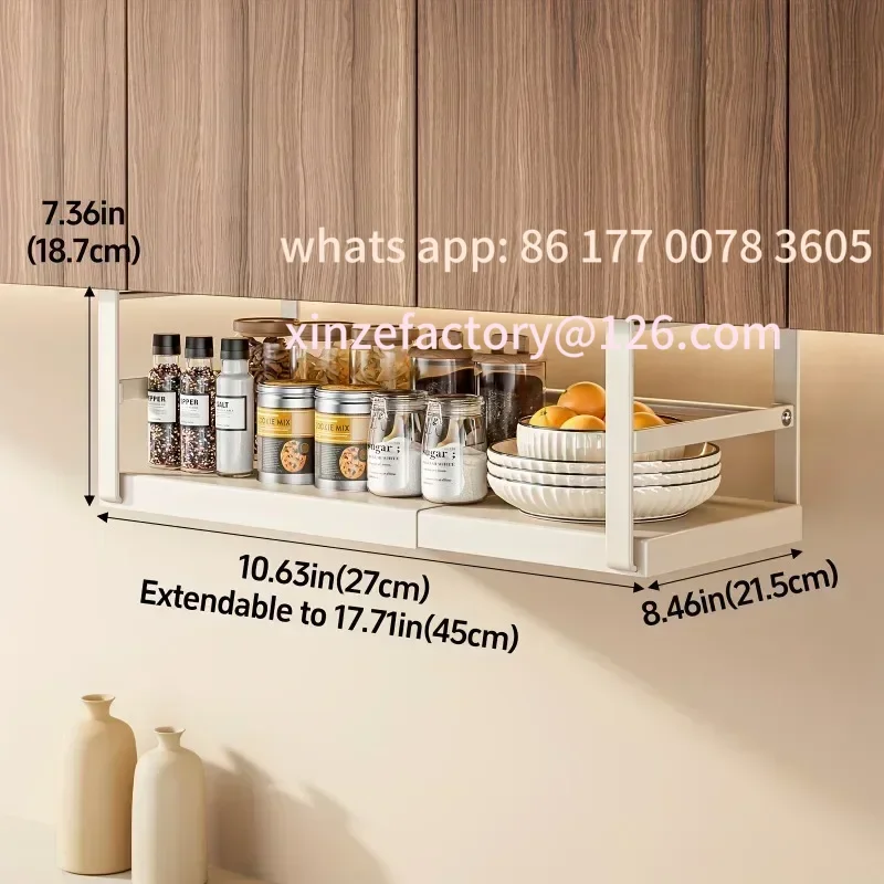 أرفف من الفولاذ المقاوم للصدأ قابلة للتخصيص، حامل توابل قابل للتعديل، غرفة تخزين المطبخ، خزانة توسيع معدنية، موسم تعليق المطبخ #4