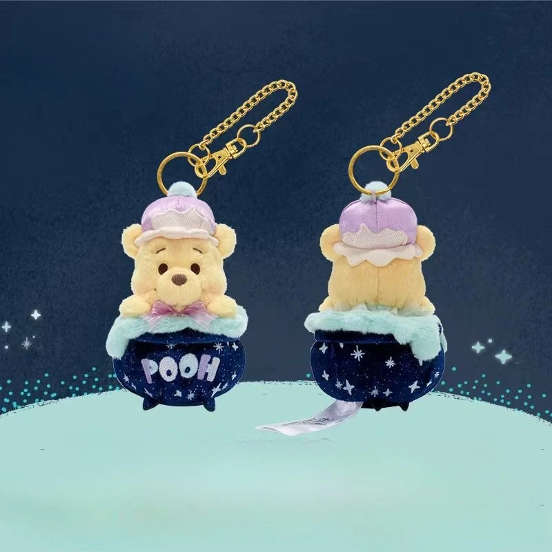 2025 New Disney Halloween Winnie the Pooh Plush Keychain Cauldron Potion Bottle Cute Stuffed Toy Gift Collection