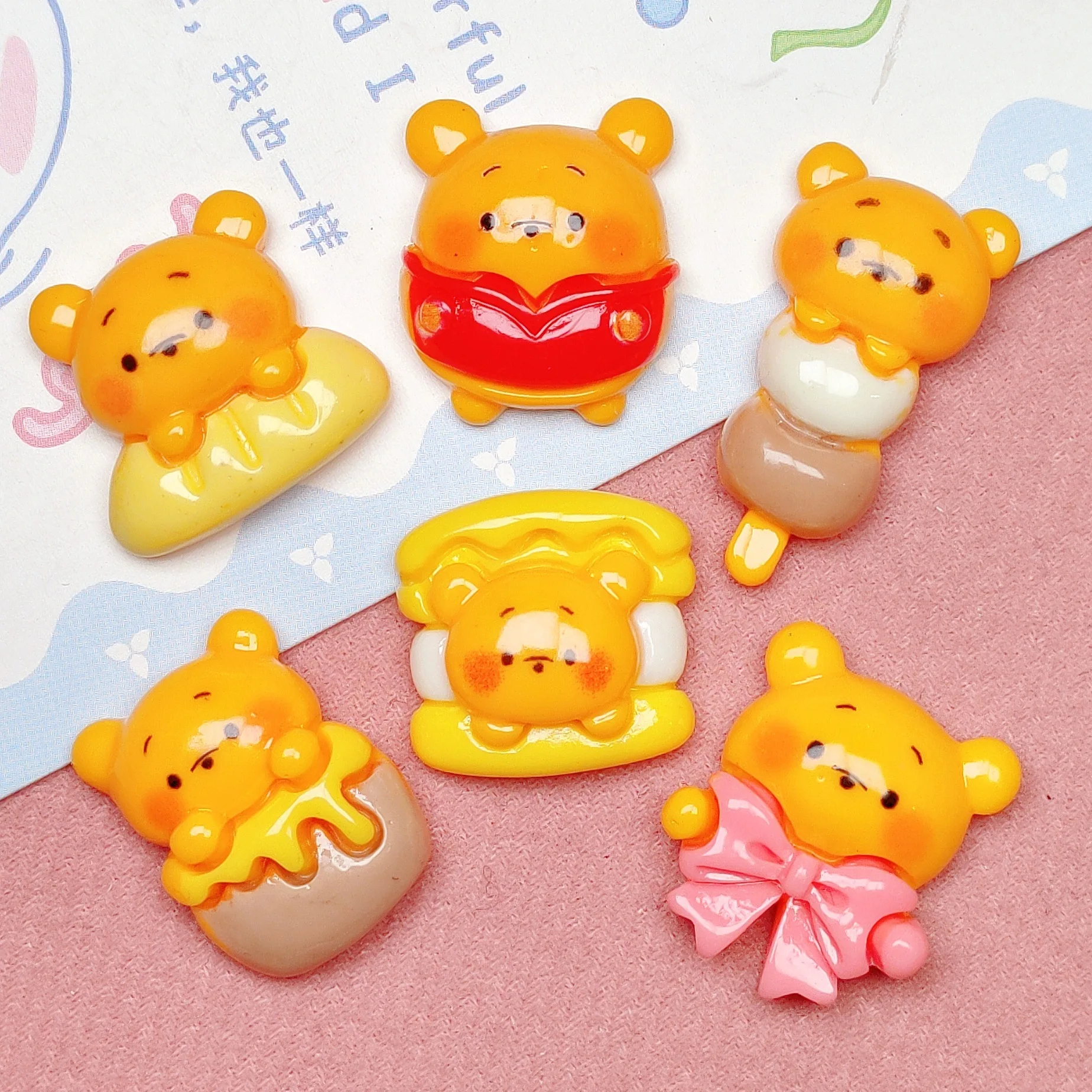 10 Pcs New Mini Kawaii Cartoon Animal Little Bear Toy Resin Scrapbook Diy Jewelry Children Gift Hairpin Accessorie