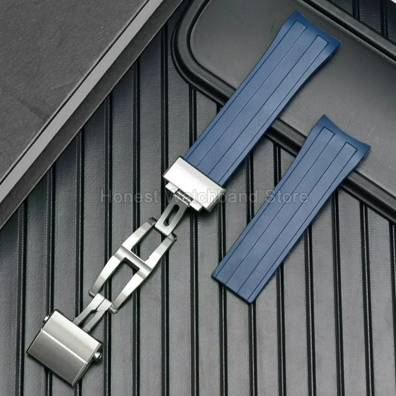 لـ MIDO Ocean Star Diver M026 Tear - مقاومة للخدش، سوار ساعة من السيليكون المتين، تصميم واجهة منحنية 22 مم، أسود