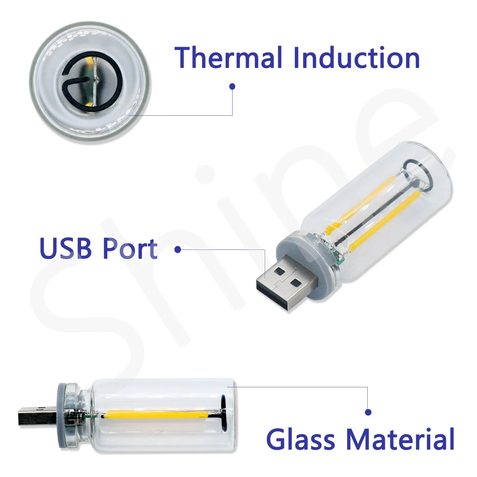 4 шт., USB-лампы для накаливания, 0,3 Вт