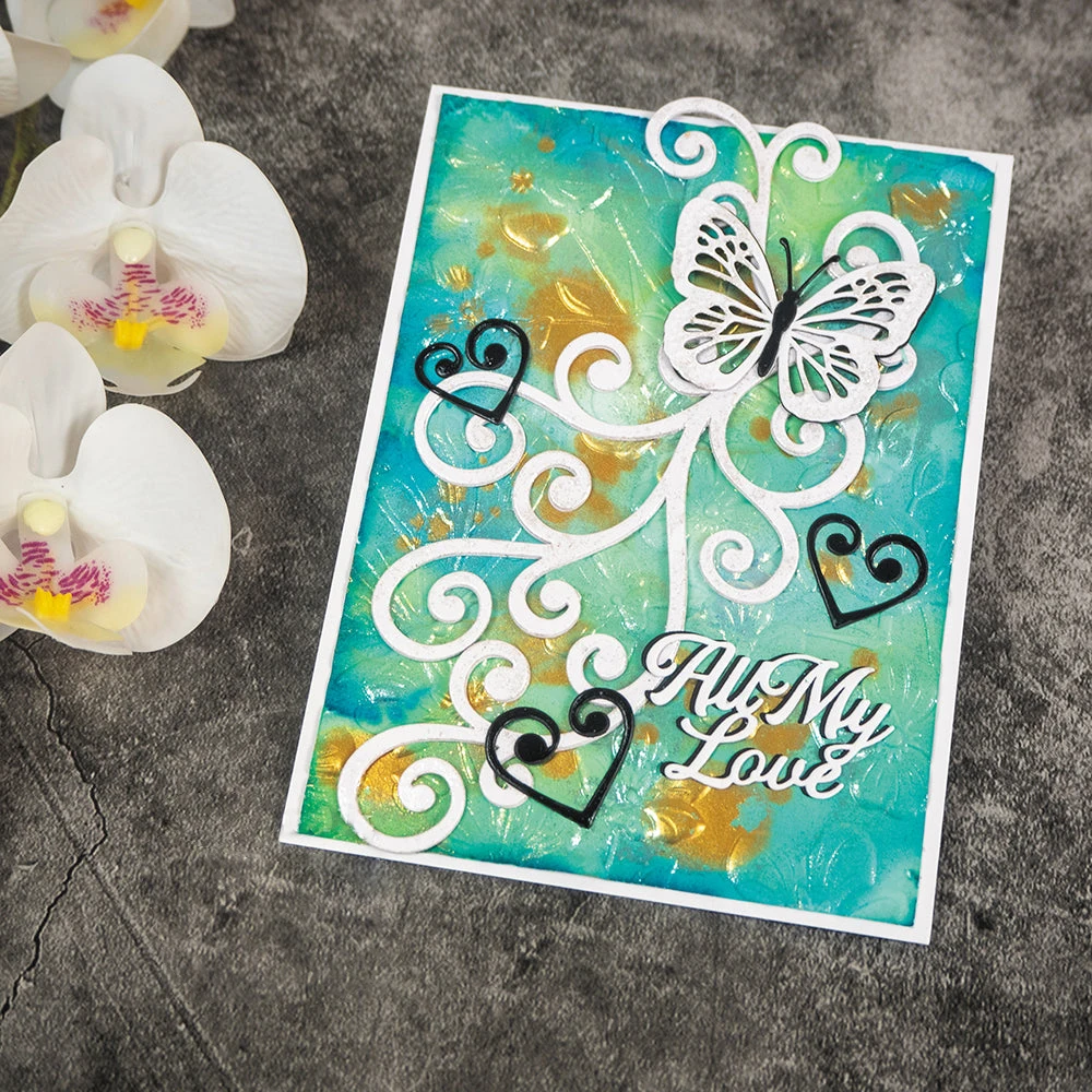 Beautiful Butterflies Dragonflies Cutting Dies Set Vintage Swirl Flower Lace Edge Corner Frame Diecut for DIY Craft Making 2023