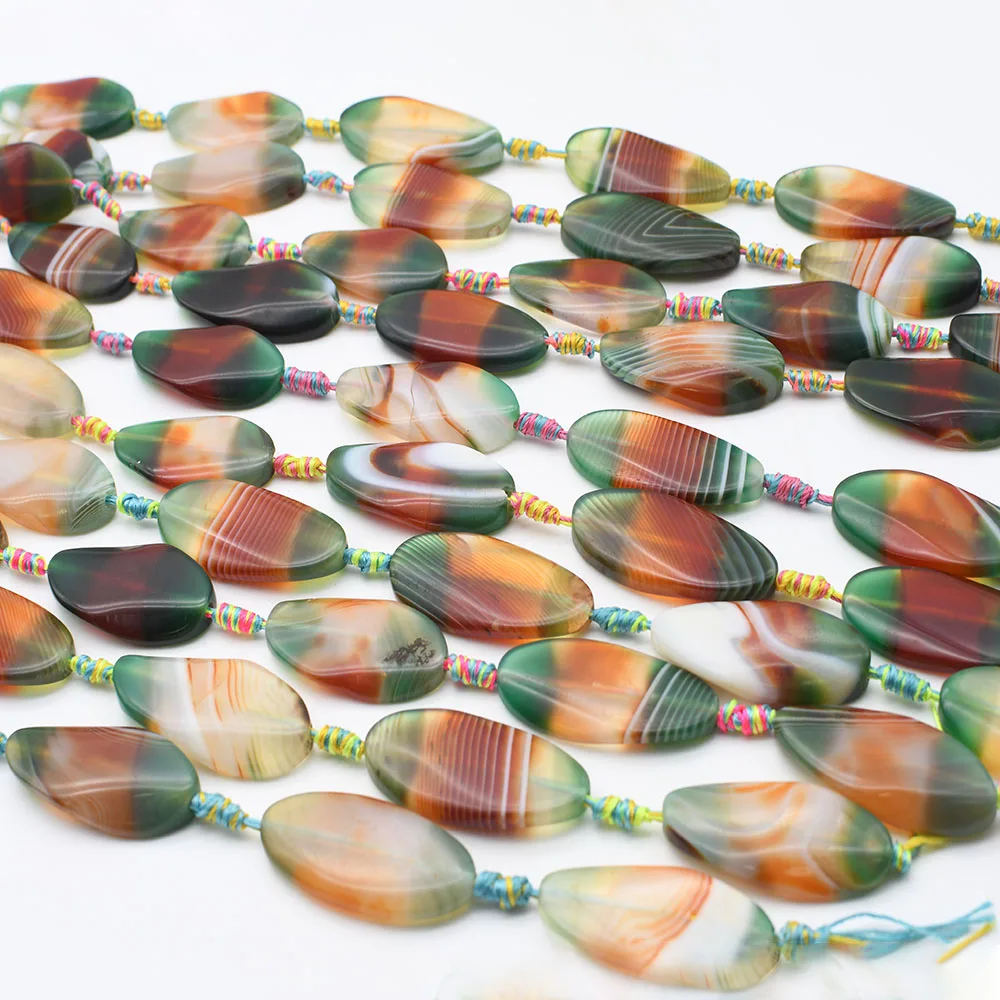 2strands/lot Smooth Oval green glossy agate natural stone beads made DIY necklace jewelry 15