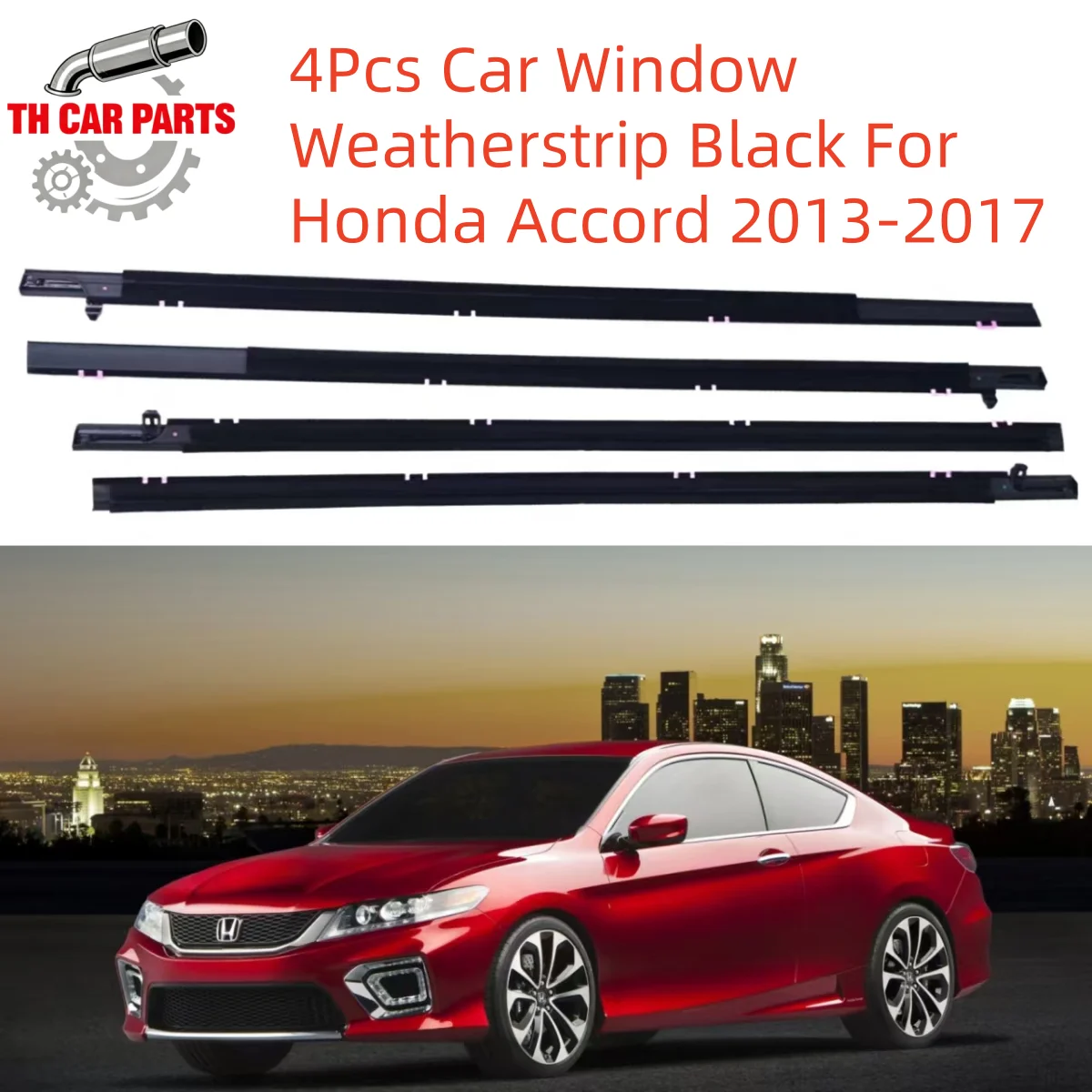 

4 шт., уплотнитель для окна автомобиля, черный для Honda Accord 2013-2017, уплотнитель для автомобиля, накладка на окно