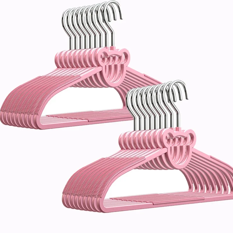 5PCS Pink Bear Clothes Hangers,Space-Saving Slim PP Hangers for Dress Vest Coats,Cute Non-slip Clothing Racks for Girls Gifts