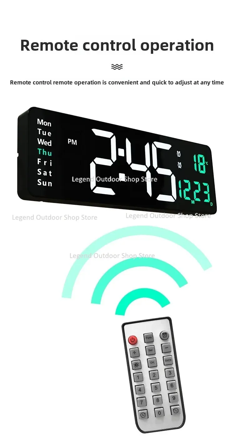 13,16 بوصة شاشة كبيرة وظيفة عرض ساعة الشمال ساعة رقمية بسيطة غرفة المعيشة وحدة إضاءة LED جداريّة على مدار الساعة 6626 #2