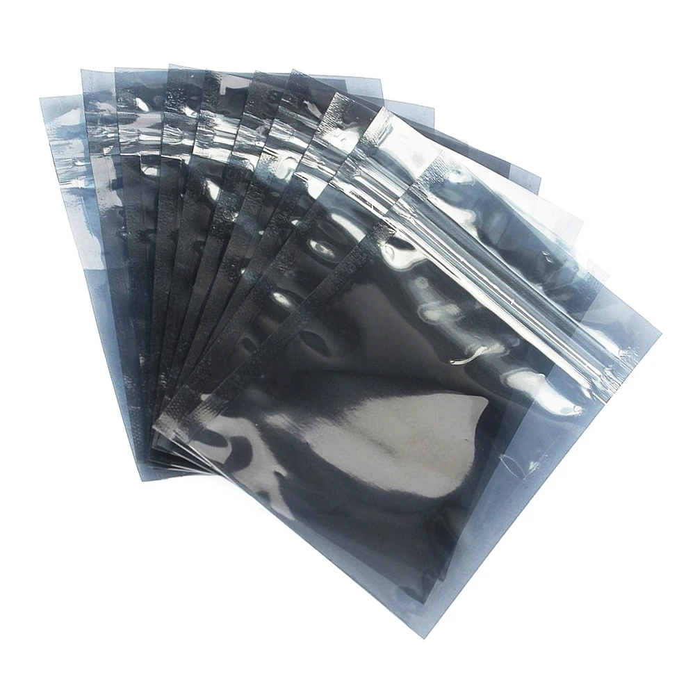 100Pcs Anti-Static Shielding Bags Zip Lock Ziplock Waterproof Self Seal ESD Anti Static Package Antistatic Storage Pack Bag