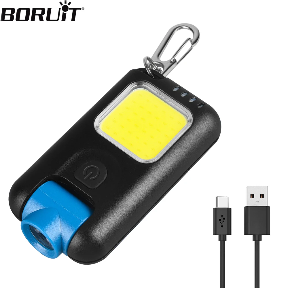 BORUIT CLL11 Mini Keychain LED Flashlight 500LM Portable Work Light Type-C Rechargeable Torch Camping Hiking Pocket Lantern