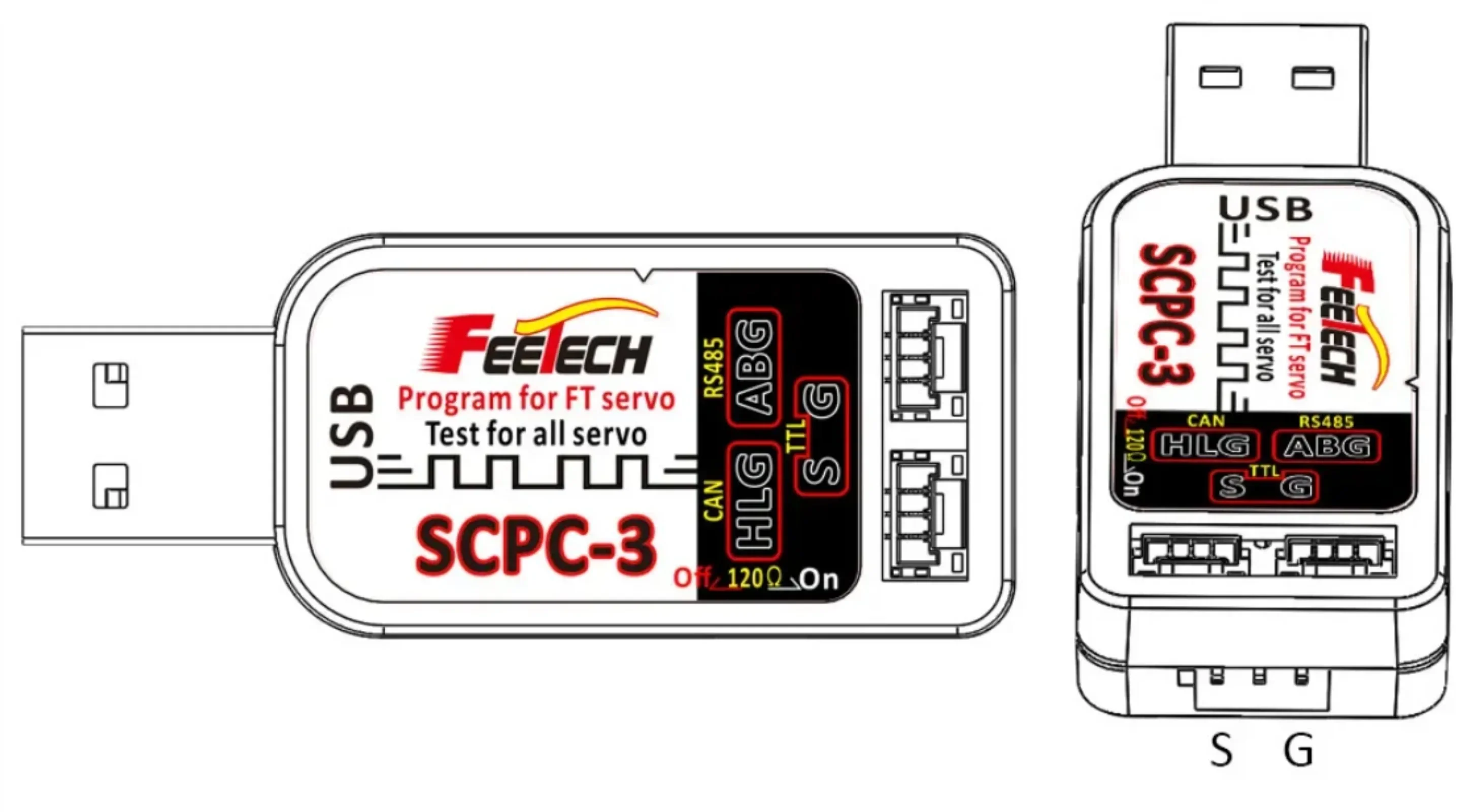 FE-SCPC-3 Scheda USB programmatore servo Feetech con uscita segnale TTL/RS485/CAN per tutte le schede di controllo dei servi PWM