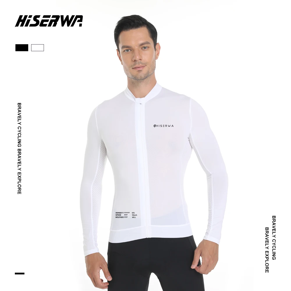 

HISERWA Cycling Jersey Long Sleeve Pro Aero Slim Fit Cycling Jersey Top Men Race Road Bicycle Shirts Maillot Ciclismo Hombre