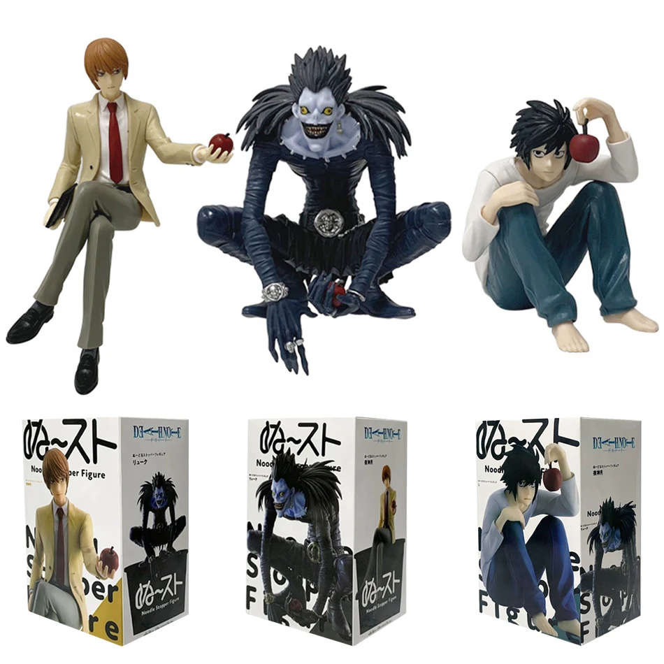 Heißer 8-16cm Anime Death Note Light Yagami Ryuk Sitzende Haltung Druck-Instantnudel mit Apfel PVC Actionfigur Spielzeug Geschenk Auf Lager