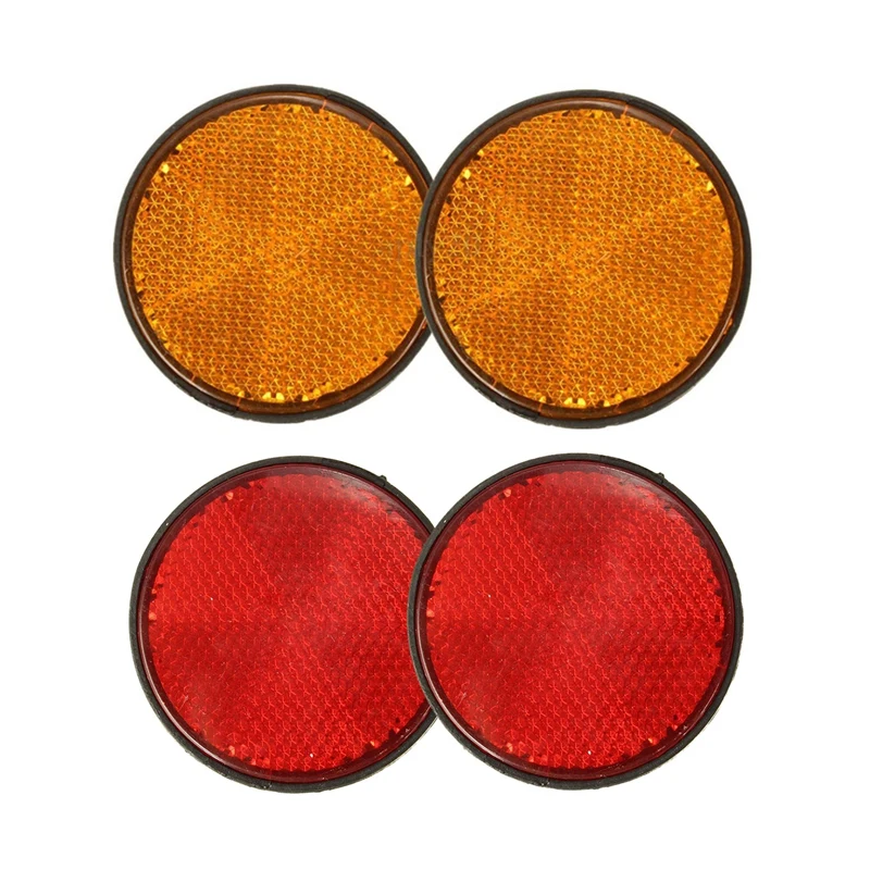 

4 Pcs 2 Inch Round Reflector Universal For Motorcycle ATV Dirt Bike, Orange & Red