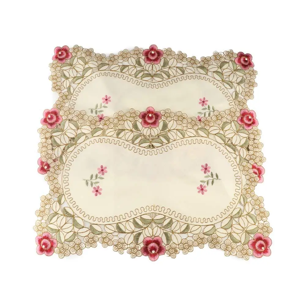 الشمال نمط خمر طاولة طعام مكان حصيرة عدم الانزلاق كبير الأزهار أدوات المائدة قابل للغسل النفط واقية الوقايات الشرب #3