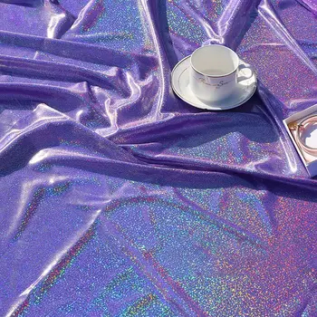 螢光閃亮雷射針織彩色舞台婚禮裝飾布 DIY縫紉布料 10 最佳銷售 水晶織物 - №4