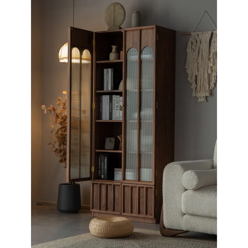 North American black walnut solid wood bookcase retro simple modern bookshelf
