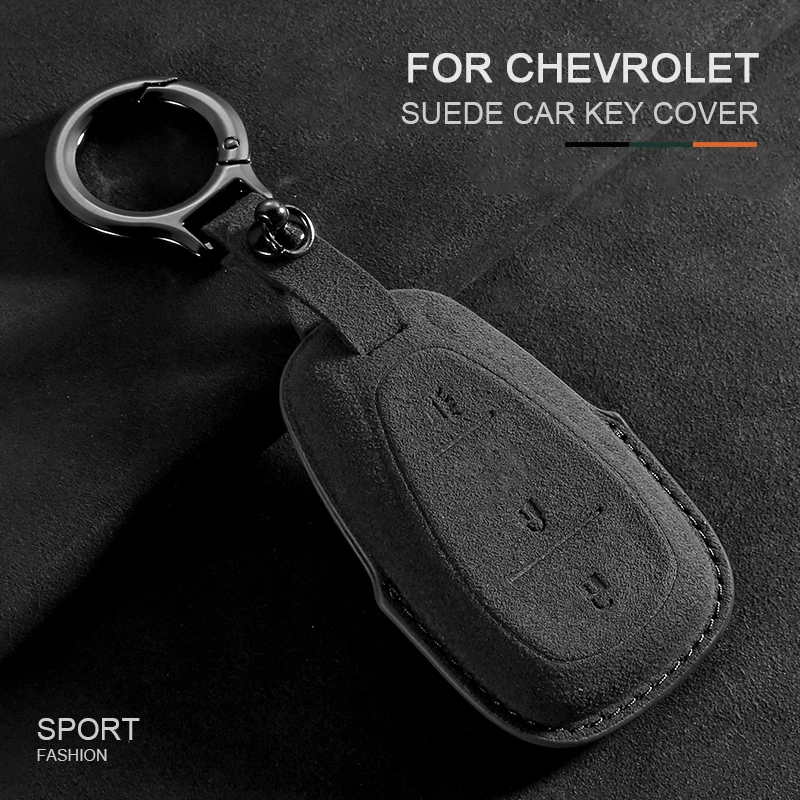 

Suede Car Key Case Cover Protective Shell Fob For Chevrolet Chevy Malibu Camaro Cruze Traverse Spark Equinox Sonic Volt Keychain