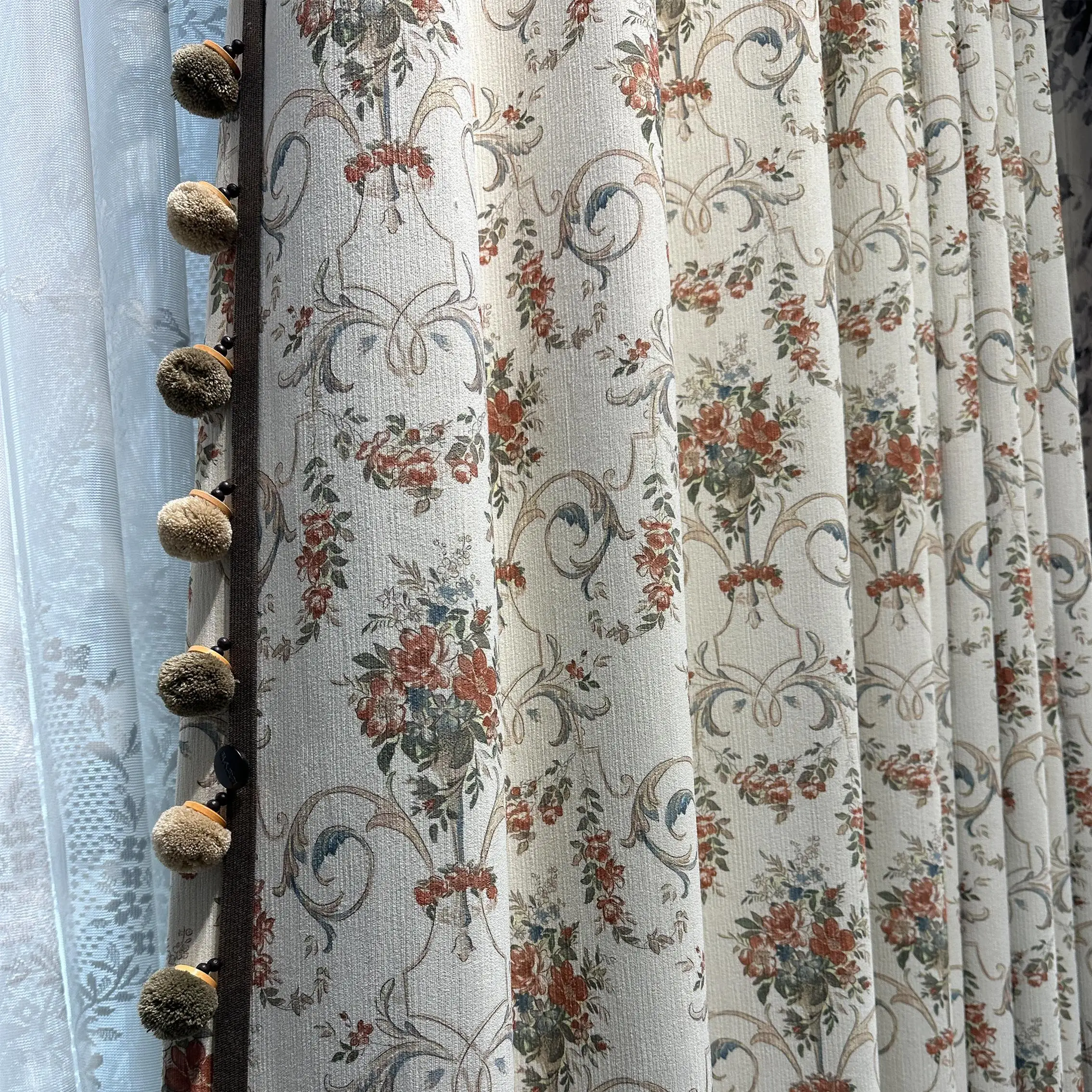 Luxury French Romantic Retro Heavy Industry Relief Jacquard Curtains Dreamy and Beautiful Bedroom Living Room Study Room