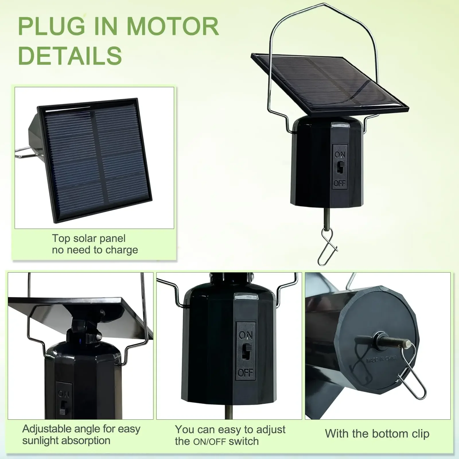 Rotating SolarPowered Wind Spinner Motor Solar Energy Operated Motor for Wind Chimes Sun Catchers Hanging Display - view 3