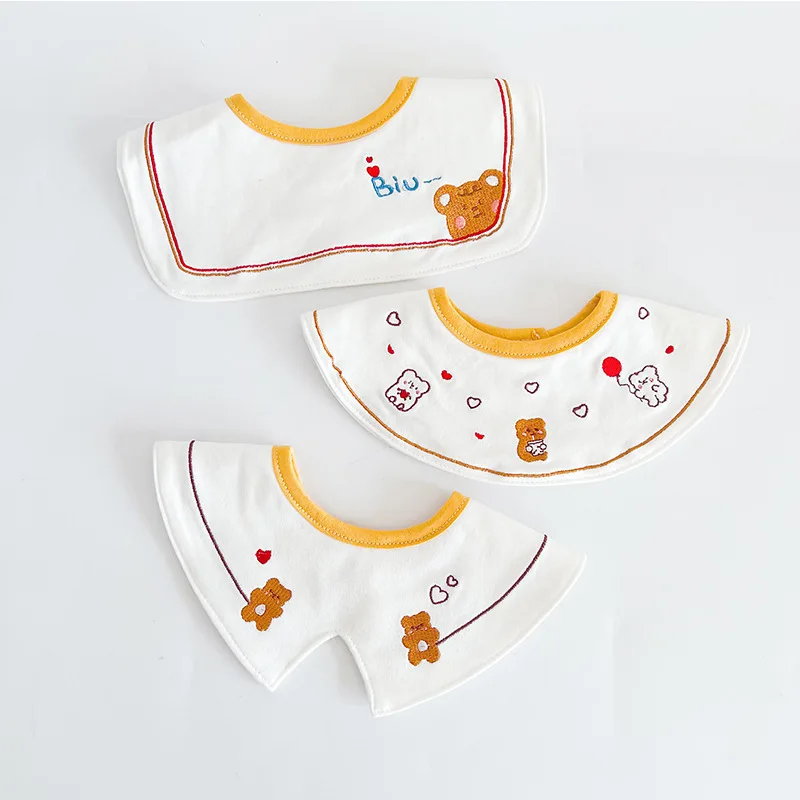 Ins Korea New Cotton Baby Bib Embroidery Bib Baby Drool Towel Boys and Girls Drool Pocket Waterproof Baby Kleding Jongen