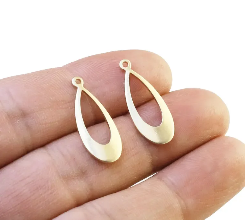 20pcs Teardrop Charm, Hollow Drop Charms, Brass Charm For Jewelry Making, DIY Ornament, 24x9.8mm, Earring Findings -R2940