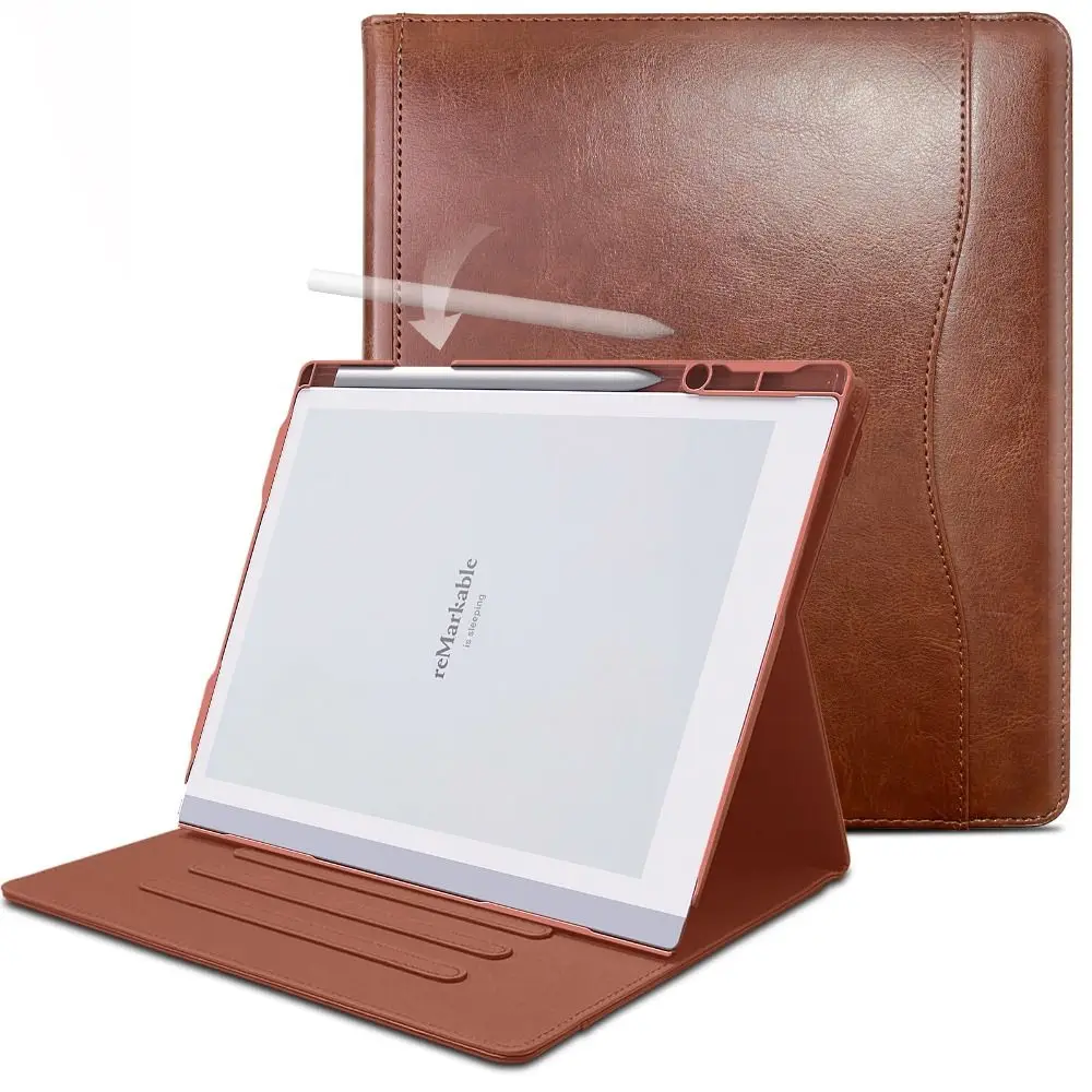 

Wear-resistant 10.3 Inch Tablet Case 360° Rotatable Adjustable Angle Stand Folio Funda Leather Pen Slot for Remarkable 2