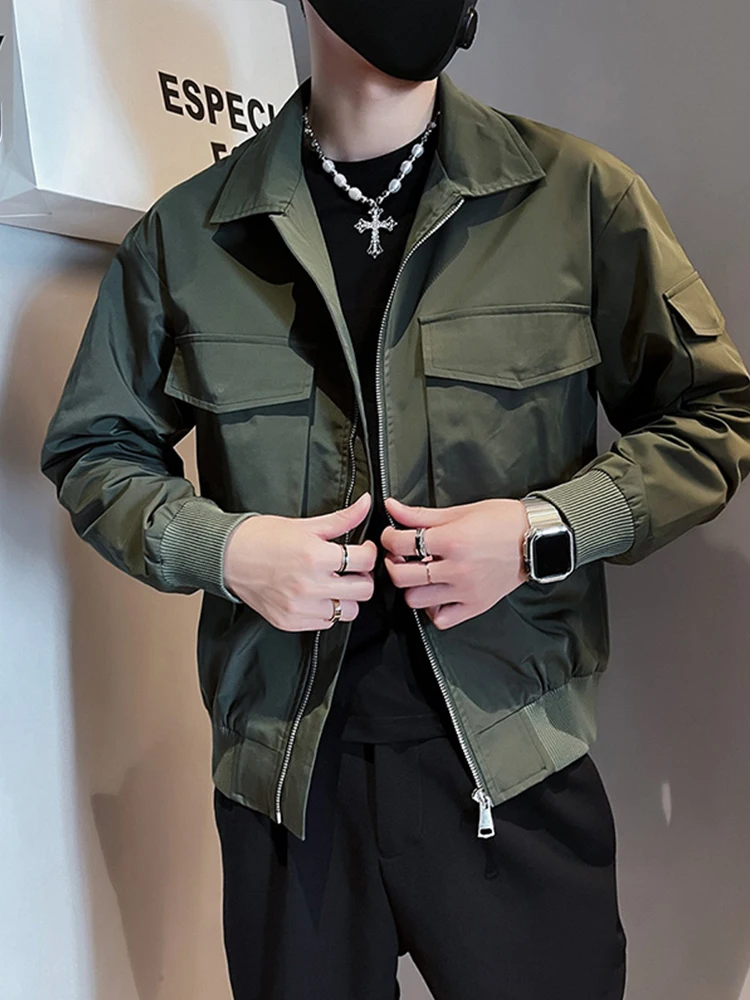 

Men Cargo Long Sleeve Jackets Pocket 2024 Spring Autumn Cardigan Fashion Streetwear Male Casual Oversize Loose Coat B194