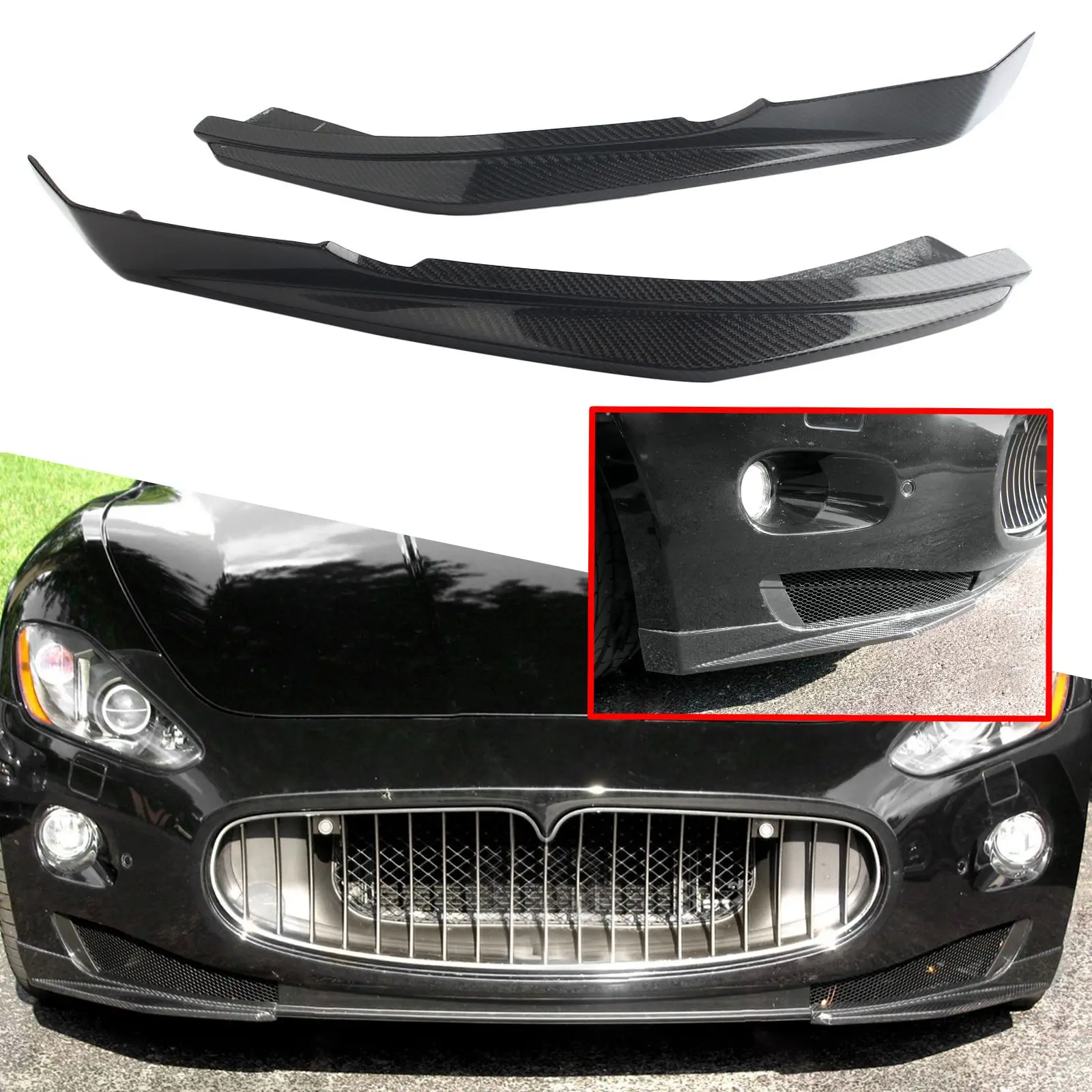 For Maserati GranTurismo Carbon Fiber Front Bumper Splitter Lip Body Kit 08-14