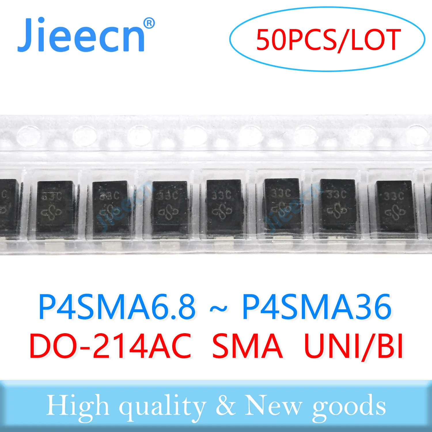 50 Uds P4SMA6.8 - P4SMA36 P4SMA7.5 P4SMA8.2 P4SMA9.1 P4SMA10 P4SMA11 P4SMA12 P4SMA13 P4SMA15 P4SMA16 SMA P4SMA TVS A CA UNI BI