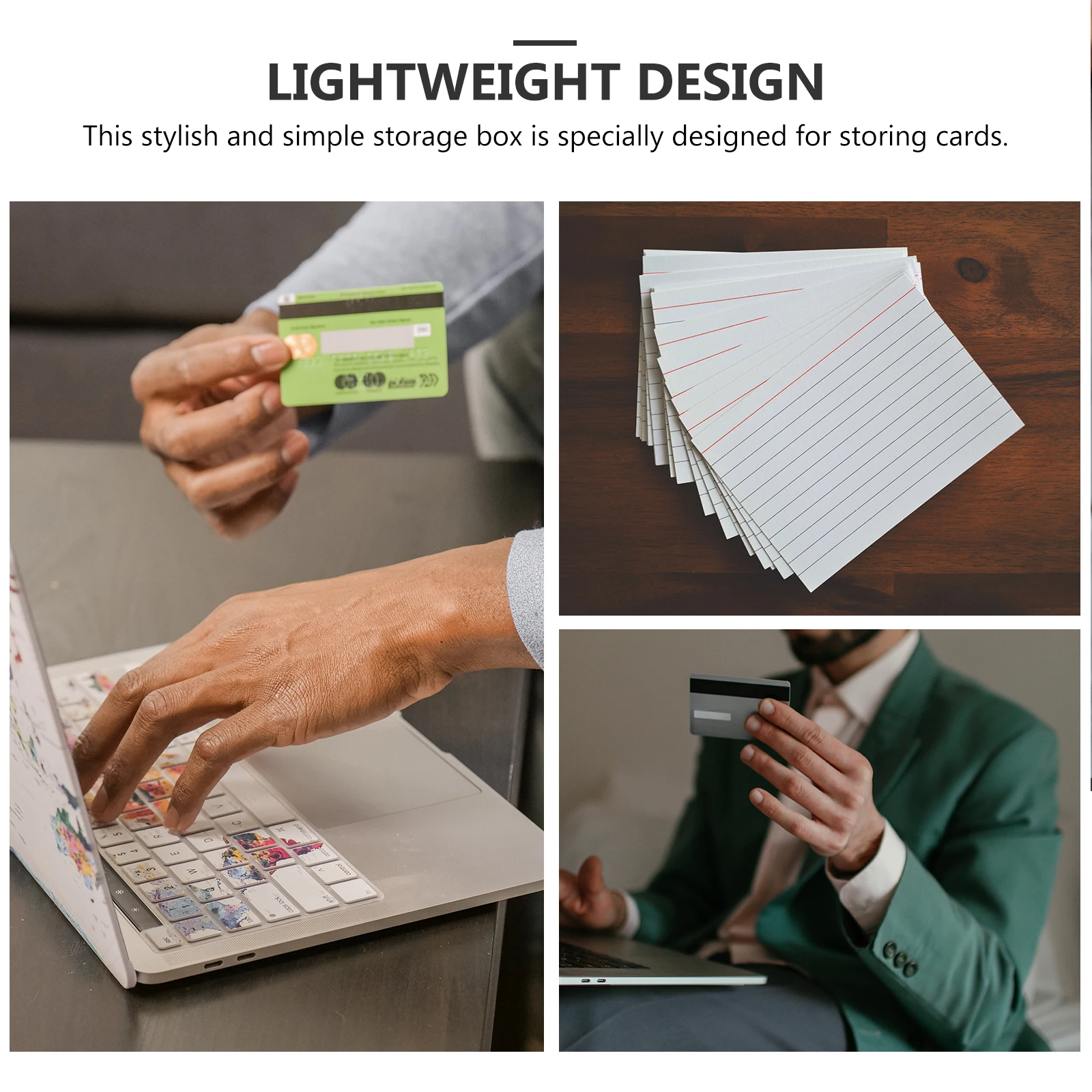 

Card Storage Box Plastic Snap Close Compact Large Capacity Index Holder Notecard Containers ID Organizer Business Cards Case