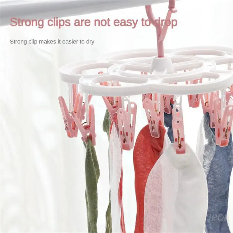 Plastic Plastic Clothes Dryer Rack With 16 Clips Clips Hanger Durable Folding Clothes Dryer Hanger Windproof Hanger