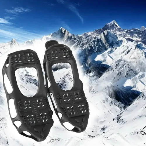 Imagen 2 del producto 24 dientes picos hielo pinza pesca escalada hielo Crampones nieve antideslizante zapato cubierta para calzado
