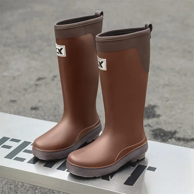 Outdoor Rain Shoes Fashion Hard Wearing Rain Boots High Tube Rain Thick Soled Waterproof Boot Plush Warm Non-slip Rubber Shoes