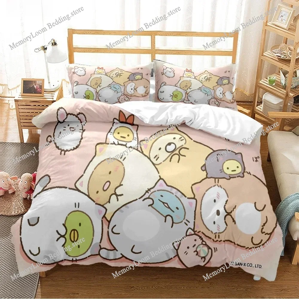 Cartoon Sumikko Gurashi Anime Cute Duvet Cover Funny Kawaii Bedding Set Soft Quilt Cover and Pillowcase Single_Double_Queen_King
