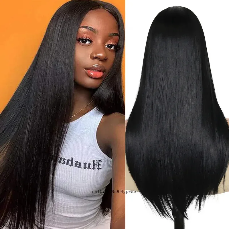 合成女性用ウィッグ-アニメ-ファミリー-コスプレウィッグ-26-インチ-ブラック-ロング-シルキー-ストレートヘア-耐熱-デイリー-パーティー-ハロウィン用