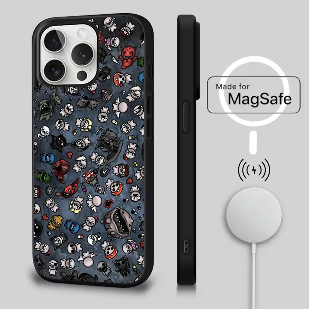 Etui na telefon z motywem The Binding of Isaac dla iPhone 17, 16, 15, 14, 13, 12, 11, Pro, Max, Plus, Mini, SE4, E, magnetyczne, kompatybilne z bezprzewodowym ładowaniem Magsafe