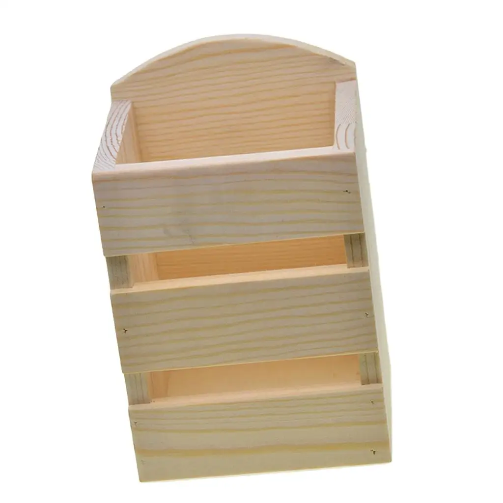 Wooden Pen Container Natural Pine Organizer Unfinished Wood Pencil Holder Desk Storage Box for Home Office Study