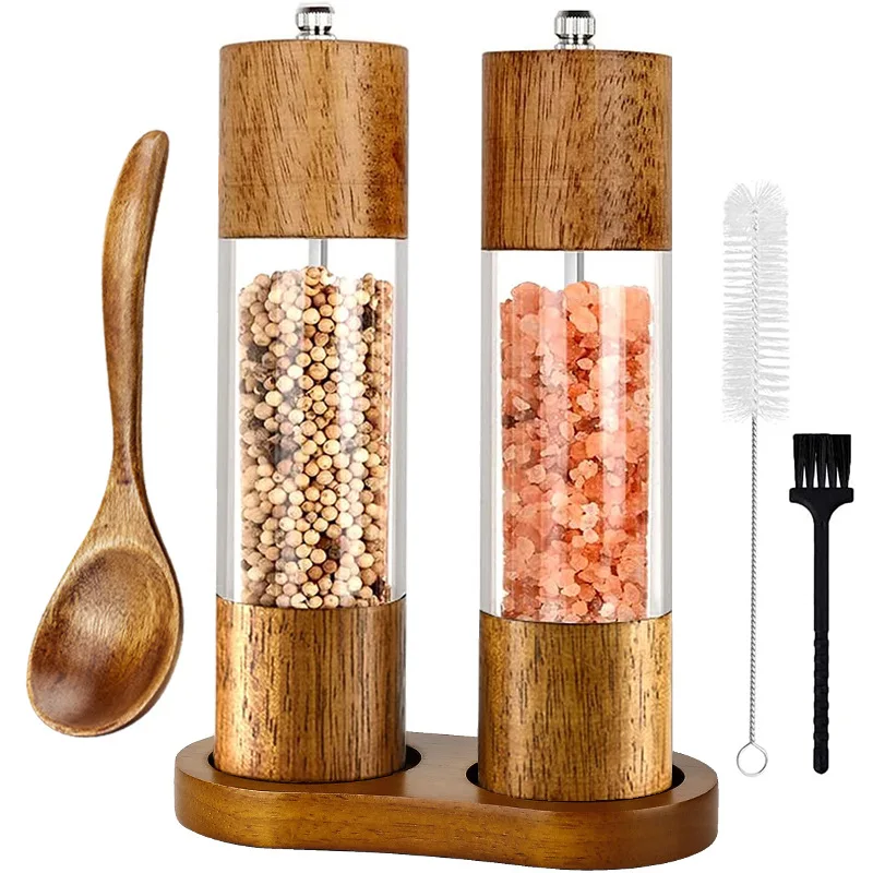 Acrylic Pepper Grinder,Manually Ground Pepper Spice Shaker,Sea Salt Dispenser, Pepper Mill,Black Pepper Granule Grinding Bottle